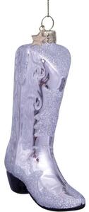 Vondels - Ornament Glass Silver Cowboy Boot - Julkula - Silver - H11,5 cm