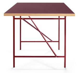 PLEASE WAIT to be SEATED - Eiermann1 Desk / By Egon Eiermann - Skrivbord - Burgundy Linoleum w. Oak Edge / Rust Red - L200 x W90 x H69 cm