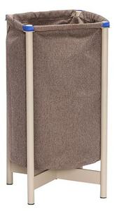 Hübsch - Pod Laundry Bag - Tvättkorg - Blå / Brun / Sand - Ø32 x H66 cm