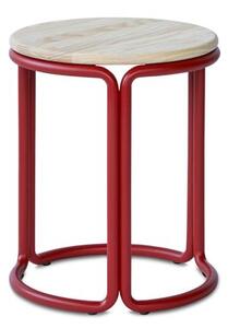 PLEASE WAIT to be SEATED - Hardie Stool / By Philippe Malouin - Pall - Natural Ash / Basque Red - Ø36 x H44 cm