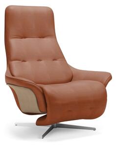Skipper Furniture - Shelter Armchair / By O&M Design - Fåtölj - Anilina Cognac 0672 / Lacquered Beech / Brushed Chrome - W90 x D92/153 x H108 x SH44 cm