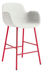 Normann Copenhagen - Form Bar Armchair 65 cm Full Upholstery Steel - Barstol - Hallingdal 110 / Bright Red Steel - H100 x W56 x D54,5 x SH65 cm