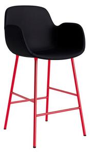 Normann Copenhagen - Form Bar Armchair 65 cm Full Upholstery Steel - Barstol - Ultra 41599 / Bright Red Steel - H100 x W56 x D54,5 x SH65 cm