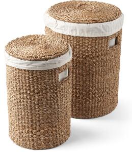 Humdakin - Laundry hamper set of 2 - Tvättkorg - 230 Organic cotton lining - H41 x B57 cm & H32 x B50 cm