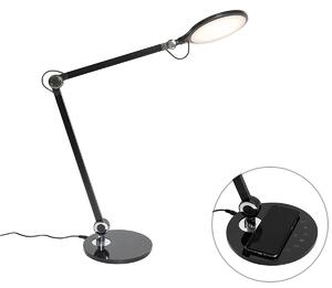 Design bordslampa svart inkl LED med touch- och induktionsladdare - Don