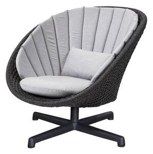 Cane-line - Peacock lounge swivel chair - Fåtölj - Frame: Cane-line Soft Rope, Dark grey / Cushion Set: Cane-line Natté, Light grey - B: 91 x D: 93 x H: 85 x SH: 35 cm