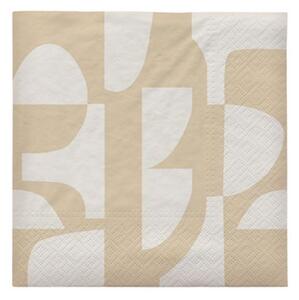 Broste CPH - Lara Paper Napkin - Servetter - Beige/Off White - W33 x L33 cm, 20 pcs in foil