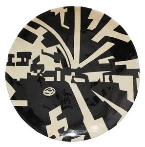 Nordal - Lipsi Deco Plate - Dekorativ skål - Black/Beige - Large - H7 x Ø62 cm