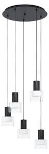 Takpendel Eglo Molineros Svart/Transparent Rondell med 5 Lampor -