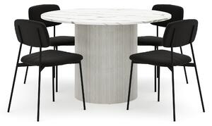 Uppveda Matbord 120 cm Rund med 4 st Lowe Matstol\|Bouclear - Vit