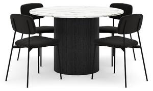 Uppveda Matbord 120 cm Rund med 4 st Lowe Matstol\|Svartar - Svart/Vit