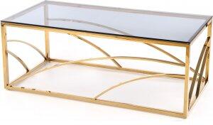 Kosmos soffbord 120 x 60 cm - Rökglas/guld - Glasbord, Soffbord, Bord
