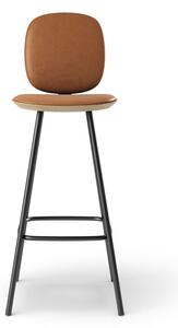 Brdr. Krüger - Pauline Comfort Barstool 75 cm metal frame - Oak Clear Wax Oiled - Barstol - Spectrum, Brandy Læder - 30155 - H107cm L75 cm B36 cm