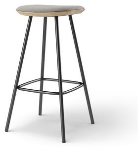 Brdr. Krüger - Pauline bar stool 75 cm metal frame - Oak Clear Wax Oiled - Barstol - Hallingdal, Grå Tekstil - 0113 - H75 cm L36 cm B36 cm