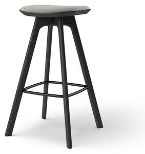 Brdr. Krüger - Pauline Barstool 75 cm - Oak Black - Barstol - Hallingdal, Grå Tekstil - 0113 - H75 cm L36 cm B36 cm