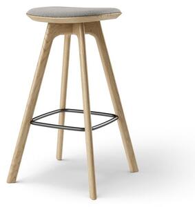 Brdr. Krüger - Pauline Barstool 75 cm - Oak Clear Wax Oiled - Barstol - Hallingdal, Grå Tekstil - 0113 - H75 cm L36 cm B36 cm