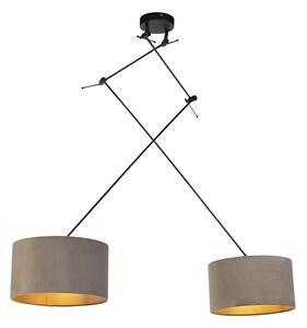 Hängande lampa med sammet nyanser taupe med guld 35 cm - Blitz II svart