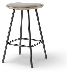 Brdr. Krüger - Pauline barstool 65 cm with black metal frame - Oak Clear Wax Oiled - Barstol - Hallingdal, Grå Tekstil - 0130 - H65 cm L36 cm B36 cm