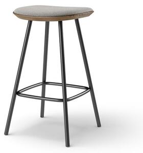 Brdr. Krüger - Pauline bar stool 65 cm with black metal frame - Oak Smoked Oiled - Barstol - Hallingdal, Grå Tekstil - 0130 - H65 cm L36 cm B36 cm