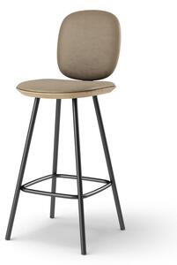 Brdr. Krüger - Pauline Comfort Barstool 65 cm with metal frame - Oak Clear Wax Oiled - Barstol - Spectrum, Almond Læder - 30150 - H97 cm L65 cm B36 cm