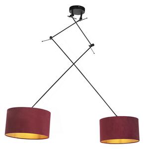 Hängande lampa med velour nyanser röd med guld 35 cm - Blitz II svart