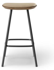 Brdr. Krüger - Pauline bar stool 65 cm with black metal frame - Oak Smoked Oiled - Barstol - Spectrum, Almond Læder - 30150 - H65 cm L36 cm B36 cm