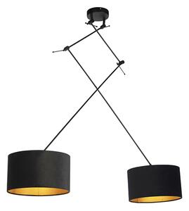 Hängande lampa med velour nyanser svart med guld 35 cm - Blitz II svart