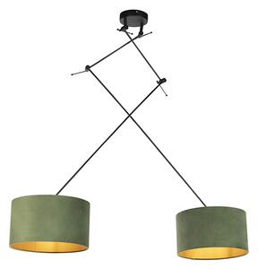 Hängande lampa med sammet nyanser grönt med guld 35 cm - Blitz II svart