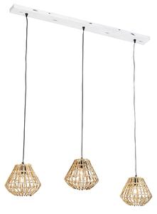 Bambu hänglampa med vitt avlångt 3-ljus - Canna Diamond