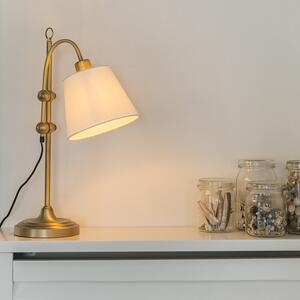 Klassisk bordlampa brons med vit skugga - Ashley