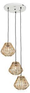 Hanglamp bamboe met wit rond 3-lichts - Canna Diamond