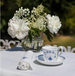 Langkilde & Søn - 6 servietter med blomster - Servetter av tyg - White/Blue - 50 x 50