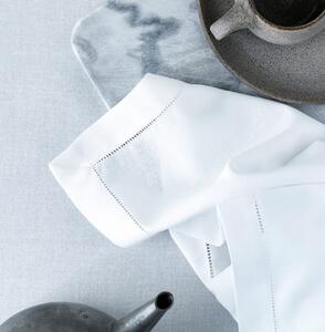 Langkilde & Søn - Hvid serviet med hulsøm - Servetter av tyg - White - 50 x 50