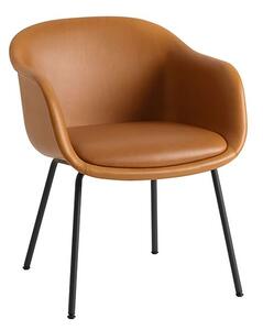 Muuto - Fiber Conference Armchair - Kontorsstol - Refine Leather Cognac / Anthracite Black / Tube Base - H77,5 x W63,5 x D61 x SH49 cm