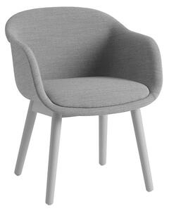 Muuto - Fiber Conference Armchair - Kontorsstol - Remix 133 / Grey / Wood Base - H77,5 x W63,5 x D61 x SH49 cm