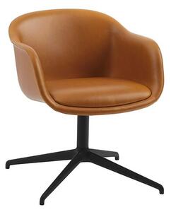 Muuto - Fiber Conference Armchair - Kontorsstol - Refine Leather Cognac / Black - H73,2 x W63,5 x D68 cm