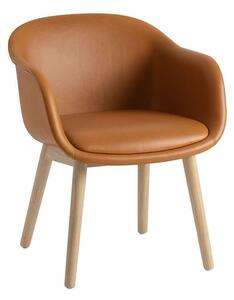 Muuto - Fiber Conference Armchair - Kontorsstol - Refine Leather Cognac / Oak / Wood Base - H77,5 x W63,5 x D61 x SH49 cm