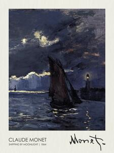 Bildreproduktion A Seascape, Shipping by Moonlight (1864), Claude Monet