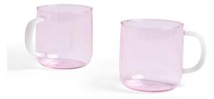 HAY - Borosilicate Mug - 2 pcs - Kopp - Pink With White Handle - Ø8 x H8,5 cm