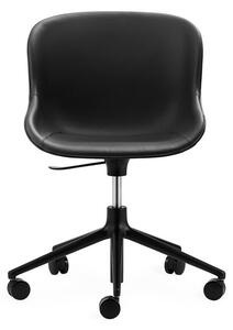 Normann Copenhagen - Hyg Chair Swivel 5W Gaslift - Full upholstery - Kontorsstol - Seat: Ultra leather black / Frame: Black Aluminum - L: 72,5 x D: 72,5 x H: 78/92 x SH: 38/52 cm