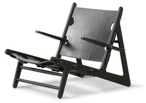 Fredericia Furniture - The Hunting Chair 2229 by Børge Mogensen - Fåtölj - Black Lacquered Oak / Black Saddle Leather - W70,5 x D87 x H67 x SH28 cm
