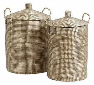 Nordal - LAUDY baskets - Tvättkorg - Nature/Black - H: 60/55 x Ø: 48/41 cm