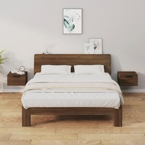 Väggmonterade sängbord 2 st brun ek 34x30x20 cm