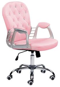 Kontorsstol med kristaller Princess Rosa/svart/silver - Rosa/svart/silver