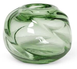 Ferm Living - Water Swirl Round Vase - Recycled - Vas - Clear Green - Ø21 x H16 cm