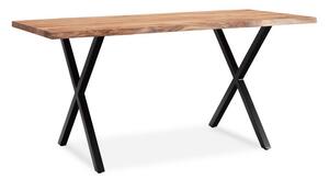 Skrivbord Wohnling Massiv trä träd kant metallben lantlig stil Svart, korsad, 120x60 cm - Svart, korsad, 120x60 cm