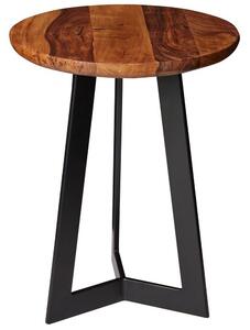 Sido bord Wohnling massivt trä svart metallram rund 35 cm, industriell loftstil 45 cm - 45 cm
