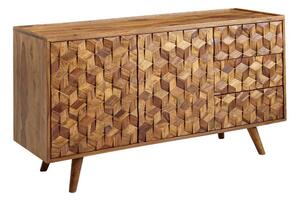 Sideboard Wohnling Massivt trä 3D kub-look front 138 cm Lantlig stil -