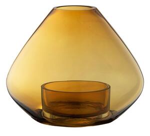 AYTM - Uno kombineret lanterne og vase - Vas - Amber - Ø14,5 x H11,5 cm