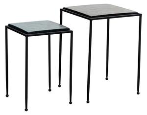 Satsbord Wohnling Set om 2 fyrkantigt glas tunna metallben modern -